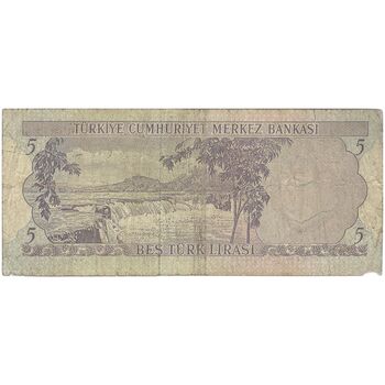 اسکناس 5 لیره بدون تاریخ (1976) جمهوری - تک - VF - ترکیه