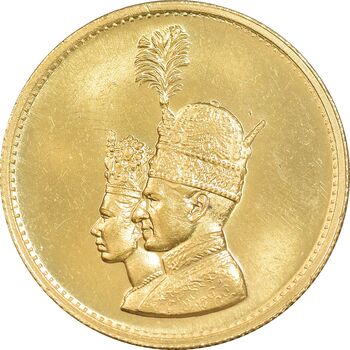مدال طلا تاجگذاری 1346 - MS64 - محمد رضا شاه