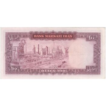 اسکناس 100 ریال (آموزگار - سمیعی) نوشته سیاه - تک - VF35 - محمد رضا شاه