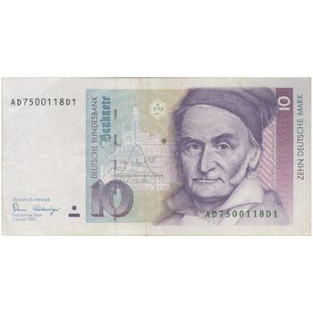 اسکناس 10 مارک 1989 جمهوری فدرال - تک - VF - آلمان