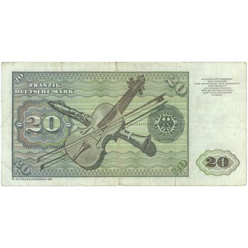 اسکناس 20 مارک 1980 جمهوری فدرال - تک - VF - آلمان