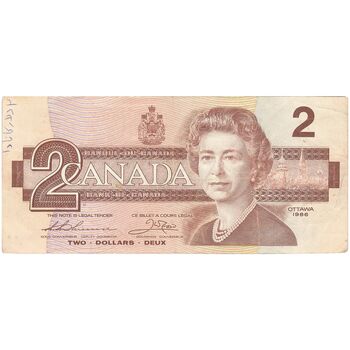 اسکناس 2 دلار 1986 الیزابت دوم - تک - VF - کانادا
