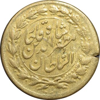 سکه طلا 5000 دینار خطی - صاحب الزمان - نوشته بزرگ - AU50 - مظفرالدین شاه