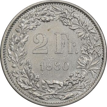 سکه 2 فرانک 1980 دولت فدرال - AU50 - سوئیس