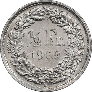 سکه 1/2 فرانک 1969 دولت فدرال - MS61 - سوئیس