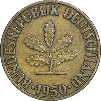 سکه 10 فینیگ 1950F جمهوری فدرال - EF45 - آلمان