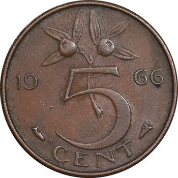 سکه 5 سنت 1966 یولیانا - EF45 - هلند