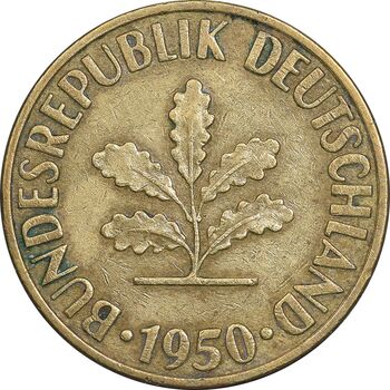 سکه 10 فینیگ 1950G جمهوری فدرال - EF45 - آلمان