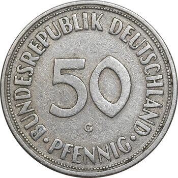سکه 50 فینیگ 1950G جمهوری فدرال - EF45 - آلمان