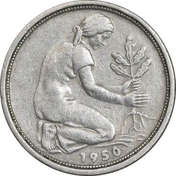 سکه 50 فینیگ 1950G جمهوری فدرال - EF45 - آلمان