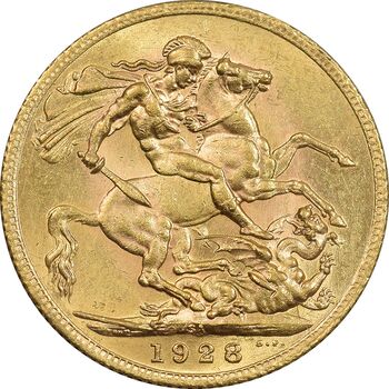 سکه طلا 1 ساورین 1928 جرج پنجم - MS64 - انگلستان