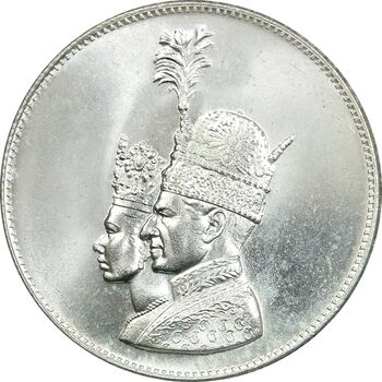 مدال نقره جشن تاجگذاری 1346 - MS65 - محمد رضا شاه