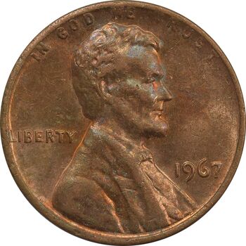 سکه 1 سنت 1967 لینکلن - MS62 - آمریکا