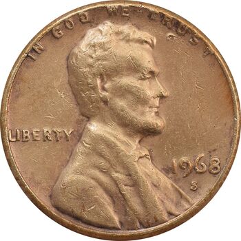 سکه 1 سنت 1968S لینکلن - VF - آمریکا