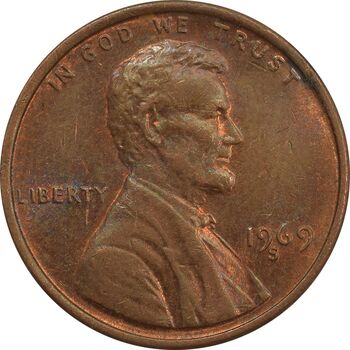 سکه 1 سنت 1969D لینکلن - MS62 - آمریکا