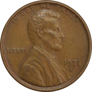 سکه 1 سنت 1971S لینکلن - EF - آمریکا