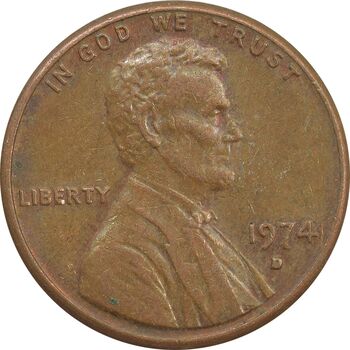 سکه 1 سنت 1974D لینکلن - EF - آمریکا