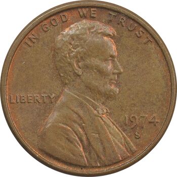 سکه 1 سنت 1974S لینکلن - AU58 - آمریکا