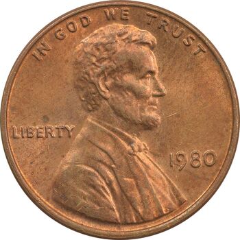 سکه 1 سنت 1980 لینکلن - MS63 - آمریکا