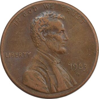 سکه 1 سنت 1983D لینکلن - EF - آمریکا