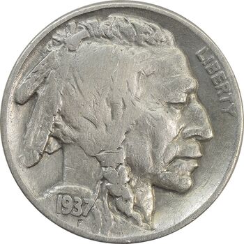 سکه 5 سنت 1937 بوفالو - VF35 - آمریکا