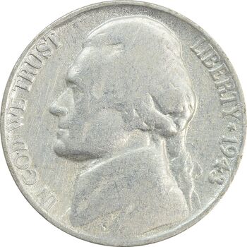 سکه نقره 5 سنت 1943 جفرسون - VF25 - آمریکا