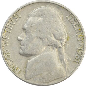 سکه 5 سنت 1961D جفرسون - VF30 - آمریکا