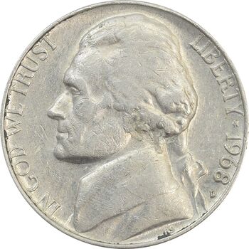 سکه 5 سنت 1968D جفرسون - VF35 - آمریکا