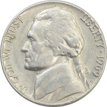 سکه 5 سنت 1969D جفرسون - AU - آمریکا