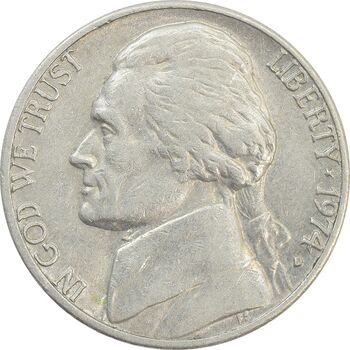 سکه 5 سنت 1974D جفرسون - EF40 - آمریکا
