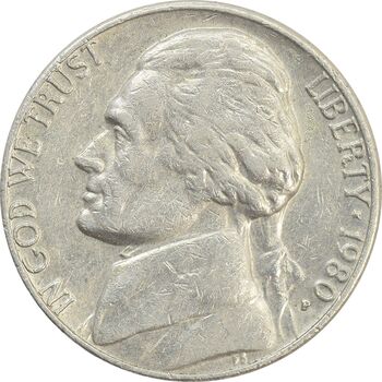 سکه 5 سنت 1980 جفرسون - EF40 - آمریکا