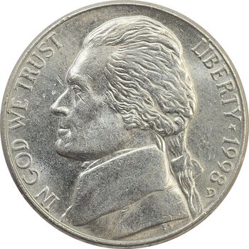 سکه 5 سنت 1998D جفرسون - MS62 - آمریکا