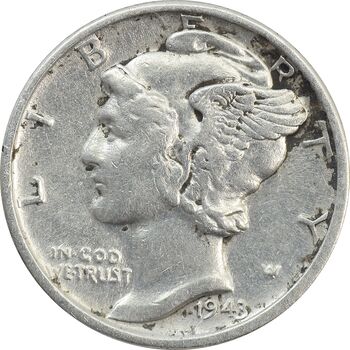 سکه 1 دایم 1943S مرکوری - VF35 - آمریکا