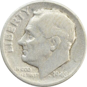 سکه 1 دایم 1948D روزولت - VF30 - آمریکا
