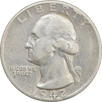 سکه کوارتر دلار 1942 واشنگتن - VF35 - آمریکا