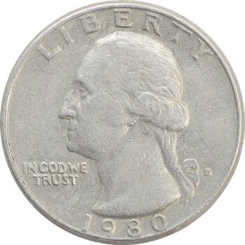 سکه کوارتر دلار 1980D واشنگتن - VF35 - آمریکا