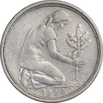 سکه 50 فینیگ 1950G جمهوری فدرال - EF45 - آلمان