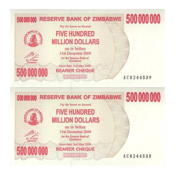 اسکناس 500000000 دلار 2008 جمهوری - جفت - UNC64 - زیمبابوه