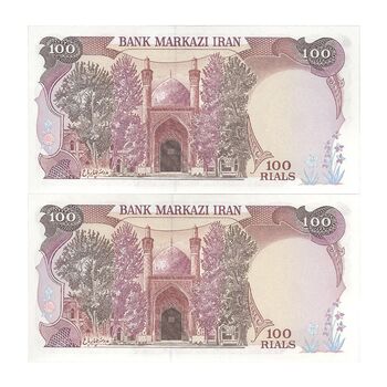 اسکناس 100 ریال (بنی صدر - نوبری) فیلیگران یکی بیضی - جفت - UNC63 - جمهوری اسلامی