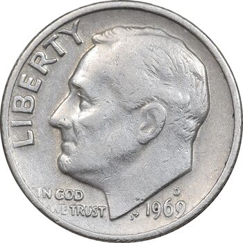 سکه 1 دایم 1969D روزولت - EF45 - آمریکا
