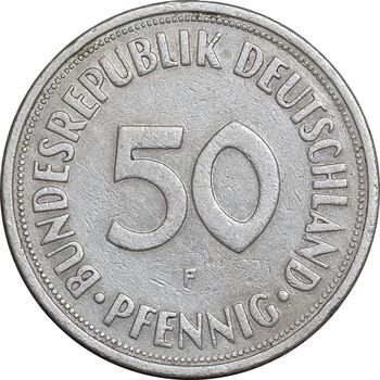 سکه 50 فینیگ 1950F جمهوری فدرال - EF45 - آلمان