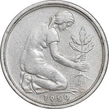 سکه 50 فینیگ 1950F جمهوری فدرال - EF45 - آلمان