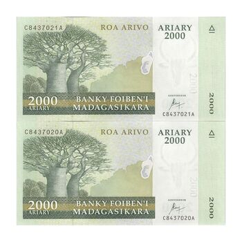 اسکناس 2000 آریاری بدون تاریخ (2015-2017) جمهوری سوم - جفت - UNC64 - ماداگاسکار