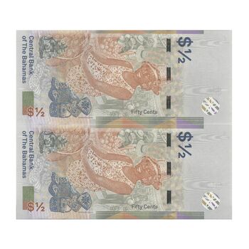 اسکناس 50 سنت 2019 الیزابت دوم - جفت - UNC64 - باهاما