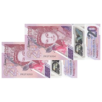 اسکناس 20 دلار بدون تاریخ (2019) الیزابت دوم - جفت - UNC64 - حوزه کارائیب شرقی
