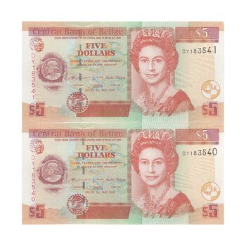 اسکناس 5 دلار 2020 الیزابت دوم - جفت - UNC64 - بلیز