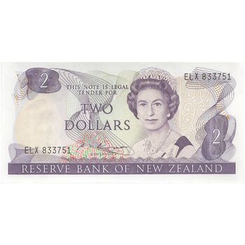 اسکناس 2 دلار بدون تاریخ (1985-1989) الیزابت دوم - STR - تک - UNC64 - نیوزیلند