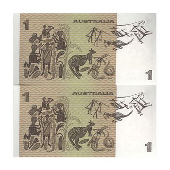 اسکناس 1 دلار بدون تاریخ (1974-1984) الیزابت دوم - جفت - UNC64 - استرالیا
