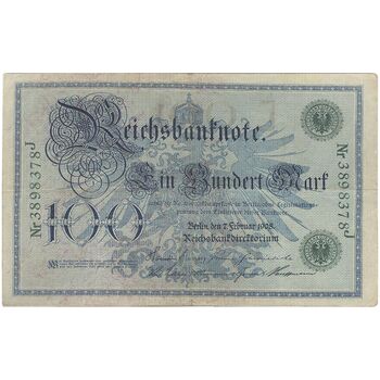 اسکناس 100 مارک 1908 ویلیام دوم - تک - VF - آلمان