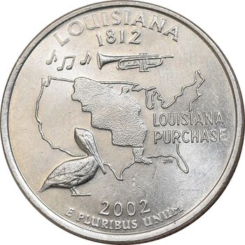 سکه کوارتر دلار 2002D ایالتی - لوئیزیانا - MS62 - آمریکا